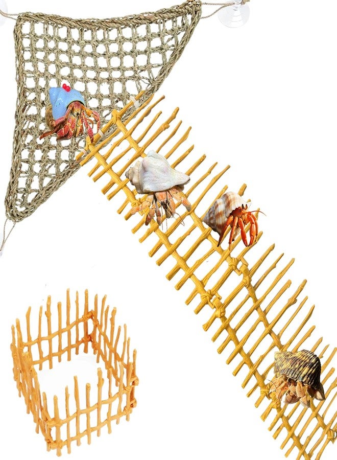 Delllala Hermit Crab Ladder Climbing Toy|Hermit Crab Decoration Tank Accessories，Reptile Habitat Decor with Climbing Hammock Toys for Leopard Gecko，Lizards, Tarantulas - Image 1